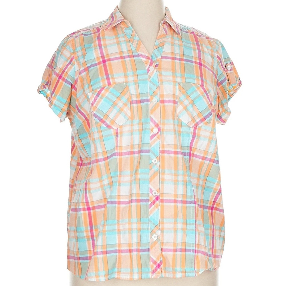 Sonoma Multicolor Plaid Short Sleeve Button Down Shirt